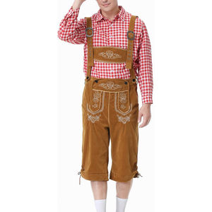 Pantalones de cuero Lederhosen cortos con bordado clásico y tirantes, conjunto de pantalón largo y camisa bordada. - Product Image 6
