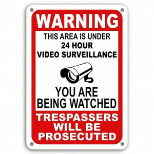 CIFbuy Targa Metallica per Videosorveglianza 24 Ore su 24, Resistente alle Intemperie, Avviso di Sicurezza per Uso Interno ed Esterno, Servizio di Ritiro Incluso - Product Image 2