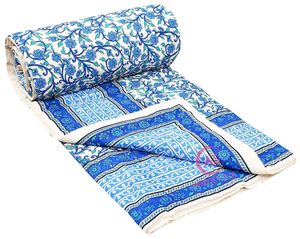 400 TC Pure Cotton Jaipuri Printed Lightweight Single Bed <b>Quilt</b>/Razai | Floral Rajasthani Design | Soft Cozy <b>Bedding</b> | Bohemian - Product Image 6