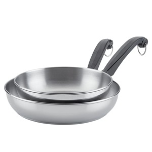 Stainless Steel Frying <b>Pan</b> Set Round Minimalist Design Durable Hand Wash Only For Gas <b>And</b> Induction Cooker - Product Image 1