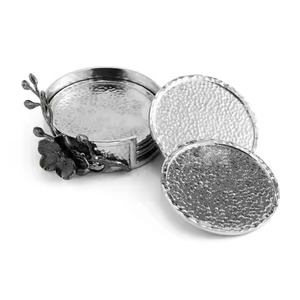 Decorative Round Metal <b>Coaster</b> Set for Tea Coffee <b>Drinks</b> and Elegant Table Surface Protection Use - Product Image 6