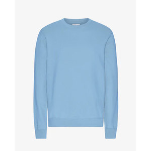 Sweat-shirt à col rond surdimensionné pour homme, bleu clair uni, en coton French Terry, coupe décontractée, style automne - Product Image 4
