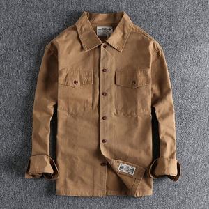 เสื้อเชิ้ตแขนยาวผู้ชายทรงปกติ สีพื้น ผ้าฝ้ายทอ 100% สีเขียว สวมใส่สบายๆ - Product Image 1