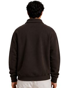 Dark Brown <b>Men</b> Oversized Quarter Zip Sweatshirt <b>Pullover</b> Fleece Long Sleeve Casual Streetwear Sweater Custom Heavy Cotton Top - Product Image 2