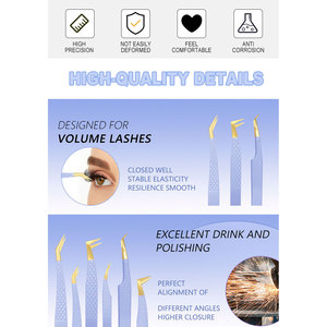 Pinzas para Extensión de Pestañas de Acero Inoxidable Antiestáticas de Alta Precisión con Puntas de Fibra, Suministro de Fábrica - Product Image 5