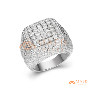 <b>Mens</b> <b>Silver</b> Tone Moissanite Diamond Cluster <b>Ring</b> Luxury Hip Hop Statement <b>Ring</b> Jewelry for <b>Men</b> - Product Image 6