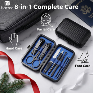 Professional Stainless Steel Manicure and Pedicure Set Custom Logo Top Product 8 Piece Complete Family Grooming Kit - Product Image 5
