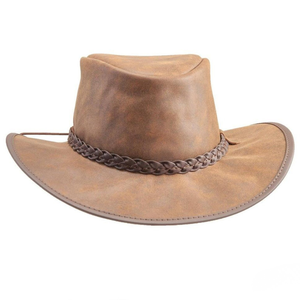 Low MOQ Custom Logo Leather Cowboy <b>Hat</b> Factory Direct OEM Unison <b>Western</b> Outback <b>Hat</b> Wholesale - Product Image 2