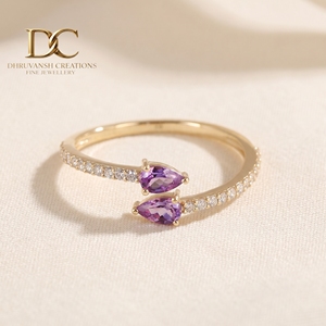 Anillo de Oro Sólido de 9k con Diamante Cultivado en Laboratorio y Alejandrita Cultivada en Laboratorio, Elegante y Fino, de Dhruvansh Creations, Certificado por IGI, Personalizado para Mujer - Product Image 2