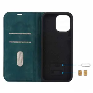 PU Leather mobile case with SIM card slot for iPhone 14 15 pro max