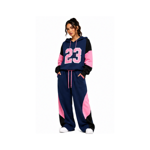 Oversized Drop Shoulder Hoodie Baggy <b>Trouser</b> Tracksuit Set Trendy Casual Streetwear Gym Workout Fitness Sportswear - Product Image 1