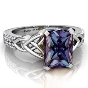 Bague de mariage en Alexandrite, argent sterling 925, bague pierre de naissance de juin, bague de fiançailles en Alexandrite à changement de couleur, cadeau pour femme - Product Image 1