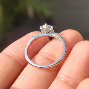 Nouvelle bague en moissanite à taille ronde, design élégant, argent sterling 925 plaqué rhodium, pour fiançailles, mariage, femme, bijoux fins, cadeau - Product Image 2