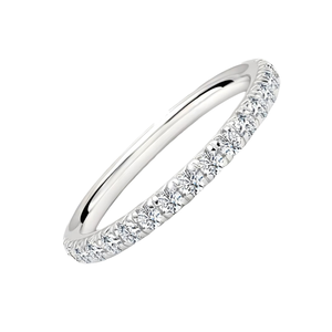 Anillo de Eternidad de Oro Blanco con Moissanita, Corte Brillante Redondo, Engaste Pavé, Estilo Clásico para Boda de Mujer - Product Image 2