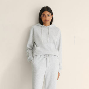 Sudadera con Capucha Extra Grande para Mujer, Color Gris Jaspeado, de Felpa, para Invierno, 100% Algodón Premium, Estilo Urbano, Informal, Holgada - Product Image 5