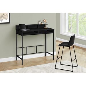 Scrivania Moderna per Computer da 48 Pollici in Laminato Nero e Metallo con Ripiani Portaoggetti per Ufficio Domestico e Lavoro con Laptop - Product Image 5