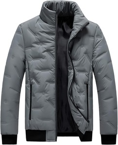 Doudoune légère en toile enduite, chaude pour l'hiver, résistante à l'eau et au vent, col montant, logo frontal, effet matelassé - Product Image 3