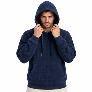 Mens Waffle Knit Hoodie Casual Pullover Thermal <b>Long</b> Sleeve Outdoor Winter Custom Streetwear <b>Sweatshirt</b> Wholesale Sportswear - Product Image 4