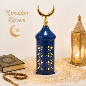 Luxury Ramadan Minaret Decoration Metal Iron Table Centerpiece Islamic Eid Mubarak Candle <b>Lantern</b> Holder with <b>Gold</b> Crescent Moon - Product Image 2