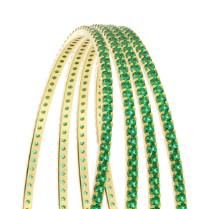 Luxury 22k <b>Gold</b> Plated Green Crystal Channel <b>Set</b> <b>Bangle</b> Bracelets for Women Everyday Wear - Product Image 3