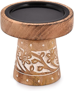 Porte-bougies en bois de manguier, bougeoirs en bois pour la décoration de table de mariage ou de la maison, centre de table, support de bougie en bois naturel rustique fait à la main - Product Image 1