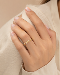 Anillo de Oro 14K con Múltiples Hilos Entrelazados, Joyería de Diamantes Personalizada de Lujo Minimalista, OEM ODM - Product Image 3