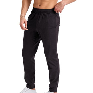 Men's <b>Black</b> Sweatpants Elastic Waist Cotton Casual <b>Pants</b> With Side Pockets Autumn Wear - Product Image 3