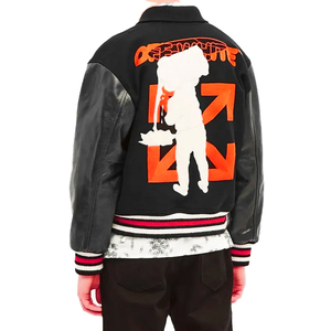 แจ็คเก็ตเบสบอลแบบ Letterman ตัวเสื้อทำจากผ้าขนสัตว์ แขนเสื้อหนังแท้ สำหรับเด็กชายและผู้ชาย เหมาะสำหรับใส่ในโรงเรียน มหาวิทยาลัย หรือเป็นชุดทีม Varsity ขายส่ง - Product Image 2