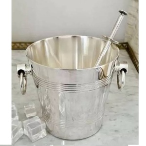 Cubo de Hielo Dorado Pulido con Diseño Martillado, Enfriador de Vino y Cerveza de Acero Inoxidable con Asa, Suministros para Bar - Product Image 3