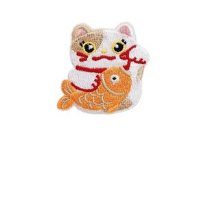 Badges de broderie culturelle japonaise Koinobori mignon dessin animé strass chat porte-bonheur patchs broche poupée Dharma ventilateur pliant - Product Image 2