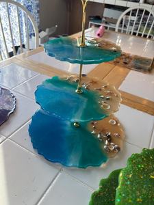 ถาดเสิร์ฟอาหารเรซิ่นลายทะเล 3 ชั้น ทำด้วยมือ ของตกแต่งชายหาด - Product Image 2