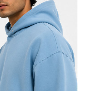 Sudadera con Capucha Azul Claro para Hombre, Color Sólido, Diseño Liso, Impresión Personalizada, Bolsillo Amplio, Sudadera Esencial, Servicio OEM - Product Image 4