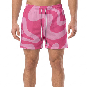 Shorts de basketball personnalisés pour hommes, style côtelé en velours côtelé, coupe ample rétro, rose uni, maille personnalisée - Product Image 2