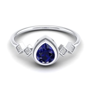 Anillos de compromiso REYES con delicada piedra de zafiro azul, anillos de boda de plata de ley 925 con moissanita para mujer, regalos de aniversario - Product Image 5