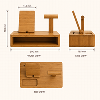 Organisateur de bureau multifonctionnel moderne en bambou, support pour téléphone, support pour tablette, support pour montre, étagère ouverte, plateau de rangement, gestion des câbles
