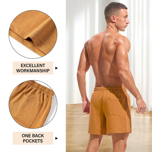 Shorts pour hommes 100% coton, longueur genou, légers, coupe décontractée, taille élastique, confortables, pour l'été, couleur unie, décontractés, séchage rapide - Product Image 4