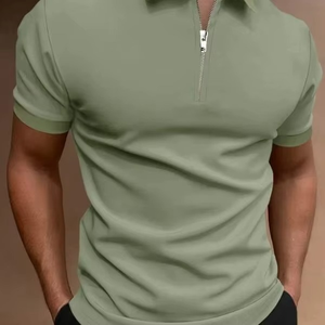 Polo pour homme, t-shirt respirant à manches courtes, col classique, pour l'été, les sports de plein air, le quotidien, kaki, décontracté et élégant - Product Image 1