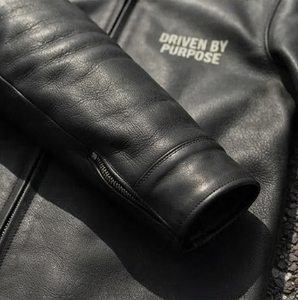 2026 Winter Genuine Leather <b>Biker</b> <b>Jacket</b> Men Stand Collar Zipper Back Printed Leather <b>Jacket</b> Men's - Product Image 5