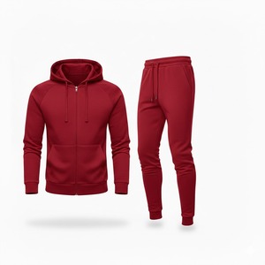 Ensemble de survêtement unisexe personnalisé en polaire polyester/coton léger 2 pièces pour la gym, l'entraînement et le jogging – Vente en gros - Product Image 1