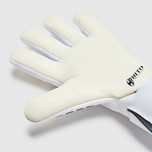 Custom Design White Neoprene Soccer Goalkeeper <b>Gloves</b> 4mm German Latex Emboss Rubber Inject Elastic Strap T Tab - Product Image 3