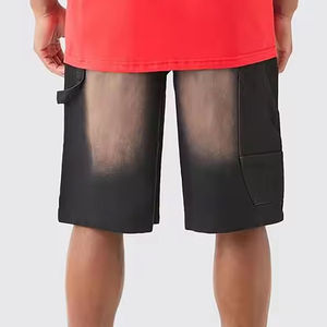 Shorts Jogger Homme Personnalisés en Molleton Français Délavé Effet Usé avec Cordon de Serrage et Motif Uni Style Décontracté - Product Image 3