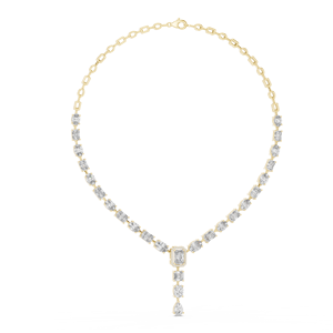 Collier Riviére Luxe en Or Blanc 18 carats plaqué Rhodium, serti d'émeraudes taillées en poire et de diamants de laboratoire taillés en poire de 21,1 carats, avec pierres latérales, idéal pour les fêtes et mariages - Product Image 6
