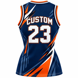 Maillot de basket personnalisé pour femme, col en V, sans manches, sublimé, en mesh ajusté et respirant, numéro d'équipe 23 - Product Image 2