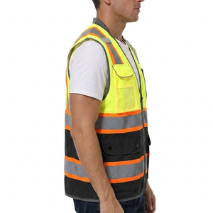 Construction Safety Reflective Tape <b>Worker</b> Vest Workwear Waterproof High Visibility Winter Security Zipper Vest <b>Jacket</b> - Product Image 2