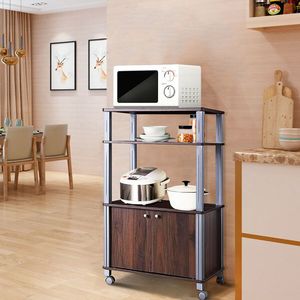 Carrello da Cucina Multifunzionale con Ruote, 2 Ripiani e Armadietto - Product Image 2