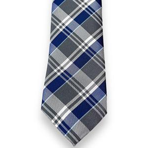 <b>Tie</b> Benon Blue and Grey Plaid <b>Polyester</b> <b>Tie</b> - Product Image 2