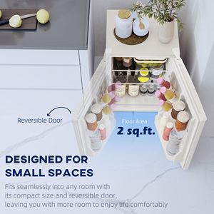 Mini Refrigerador de Una Puerta con Congelador de 2.5 Pies Cúbicos, Termostato Ajustable y Puerta Reversible, Refrigerador Compacto Blanco - Product Image 3