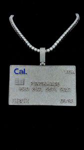 จี้บัตรเครดิตสินค้ามาใหม่925เงินวีซ่าสีเงินจี้ประดับเพชรแบบสี่เหลี่ยมผืนผ้ามีเอกลักษณ์สำหรับจี้ฮิปฮอปน้ำแข็งขนาดใหญ่ - Product Image 5