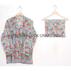 ชุดนอนผ้าฝ้ายคอวีลายดอกไม้สำหรับผู้หญิง สไตล์ลำลองสำหรับฤดูร้อน ชุดนอนยาวเซ็กซี่ ชุดนอนเพื่อนเจ้าสาว - Product Image 3