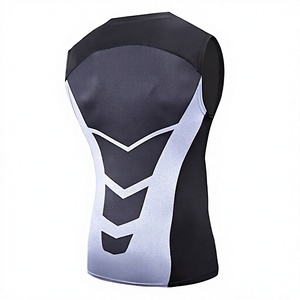 <b>Men</b> Compression Tank Top Geometric Print Sleeveless Quick Dry Sporty Fit O-Neck Knitted <b>Vest</b> - Product Image 4